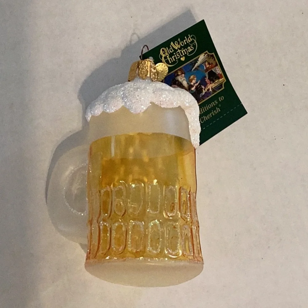 Old World Christmas ‘Mug of Beer’ Glass Ornament New With Tags Never Displayed